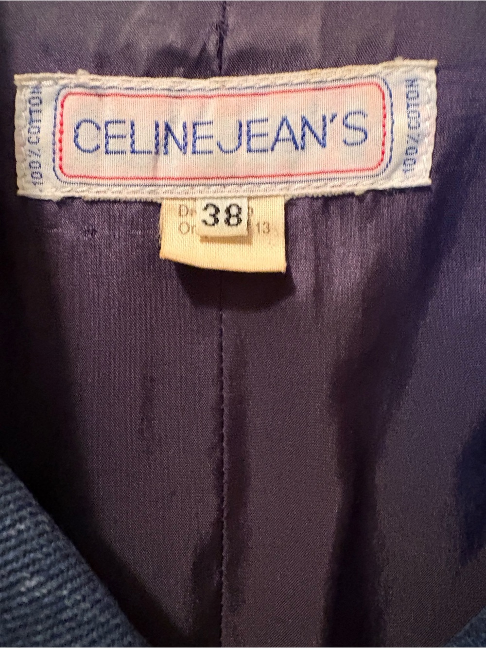 Celine rare vintage Denim Jacket with gold metal stamped Celine on shoulder - Picture 8 of 10
